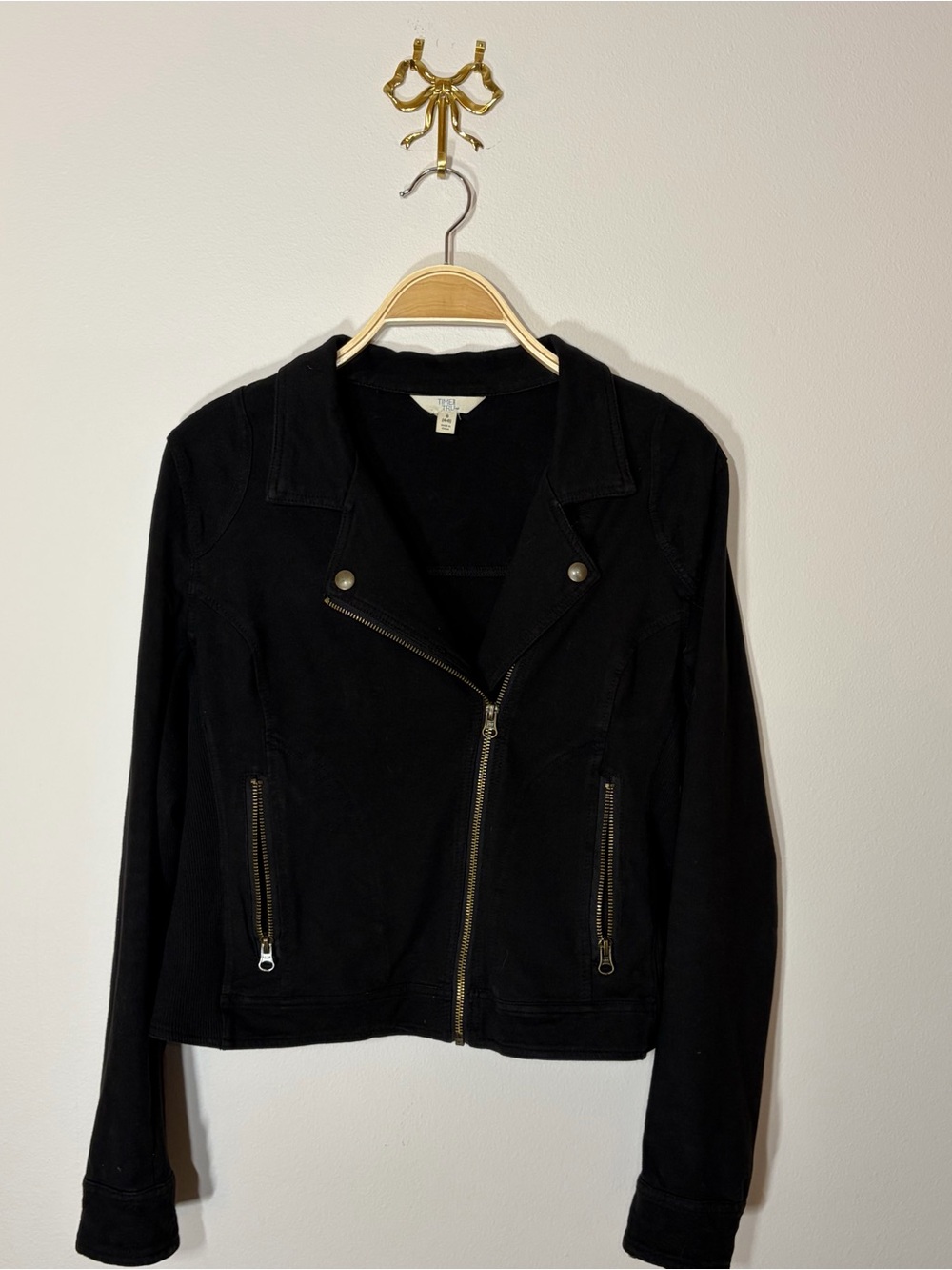 Time and Tru Black Moto-Style Zip Jacket